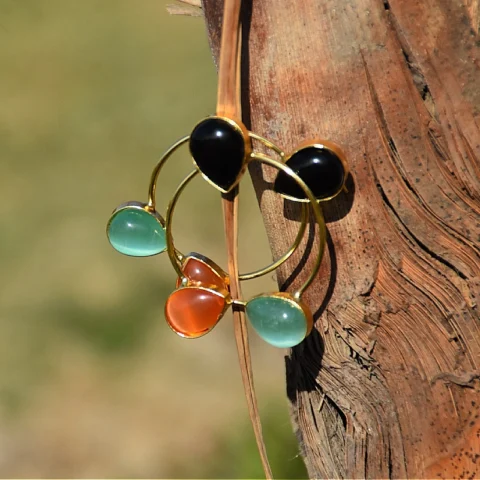 Gemstone Hoop Earrings