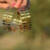 Gold Plated Leaf Hoops - Image 2