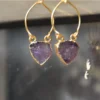 Purple Heart Shaped Stone Dangles