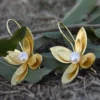 Gold Flower Dangle Earrings