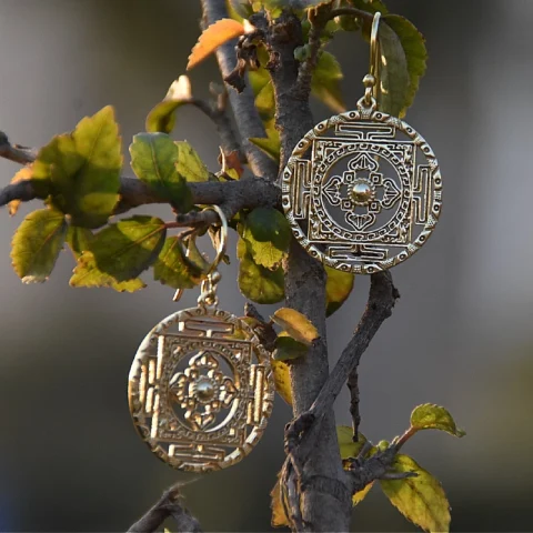 Gold Plated Brass Dangle Earrings