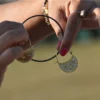 Filigree Design Crescent Hoop Earrings