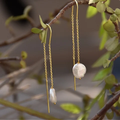Delicate Gold Chain Dangle Earrings