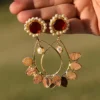 Statement Brass Earrings with pearls