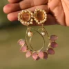 Statement Brass Earrings with pearls