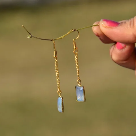Brass Dangler Earrings Moonstone