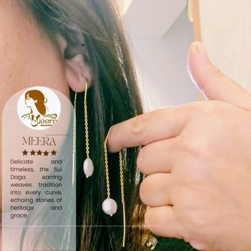Delicate Gold Chain Dangle Earrings - Image 2