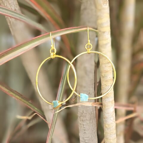 Bali with Uncut Stone- Turquoise