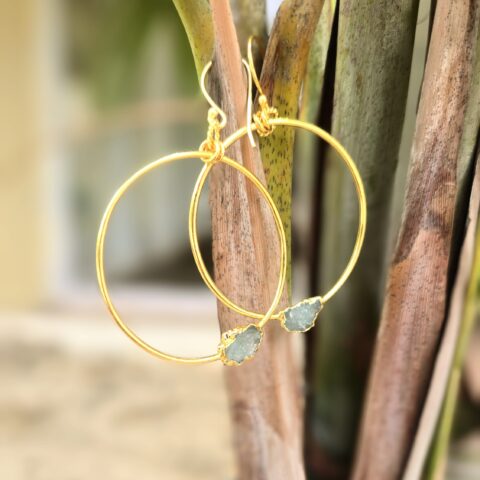 Bali with Uncut Stone- Aquamarine