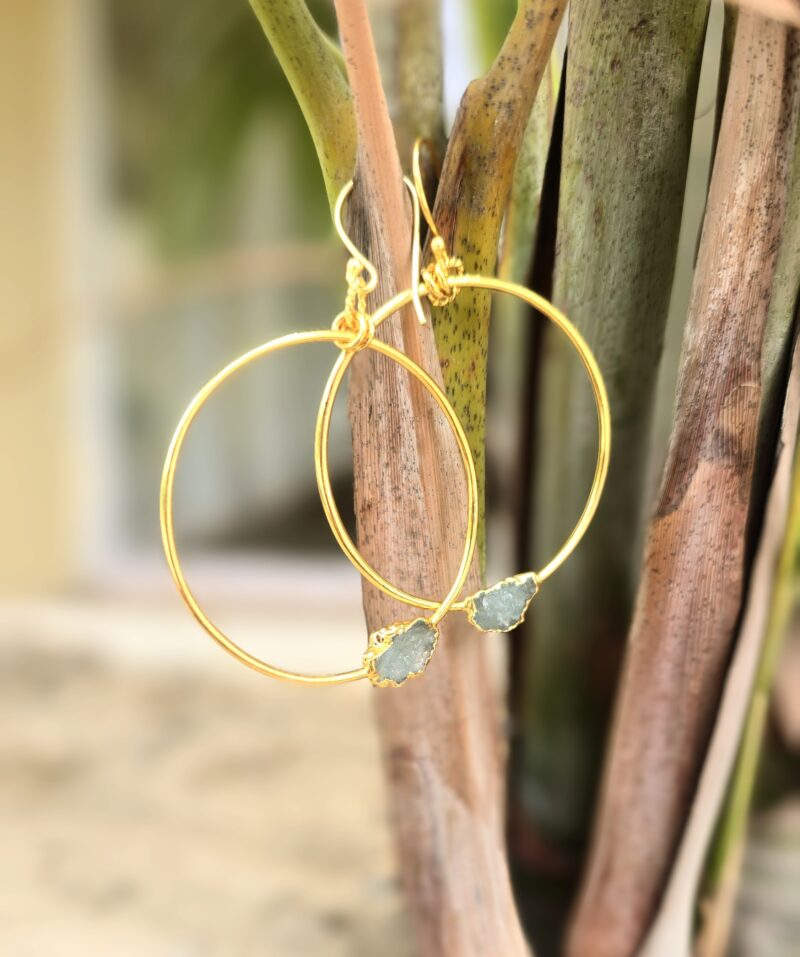 Bali with Uncut Stone- Aquamarine