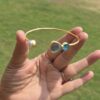 Pearl Stone Cuff Brass Bracelet- Sky Blue - Image 2