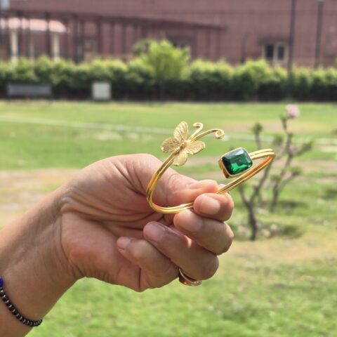 Butterfly Brass Bracelet- Green