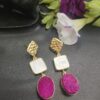 Fucsia Druzy Drop Earrings - Image 3