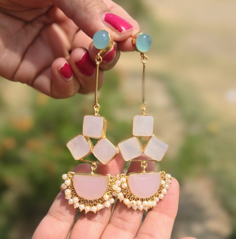 Pendulum Mop Earrings- Pink Glory