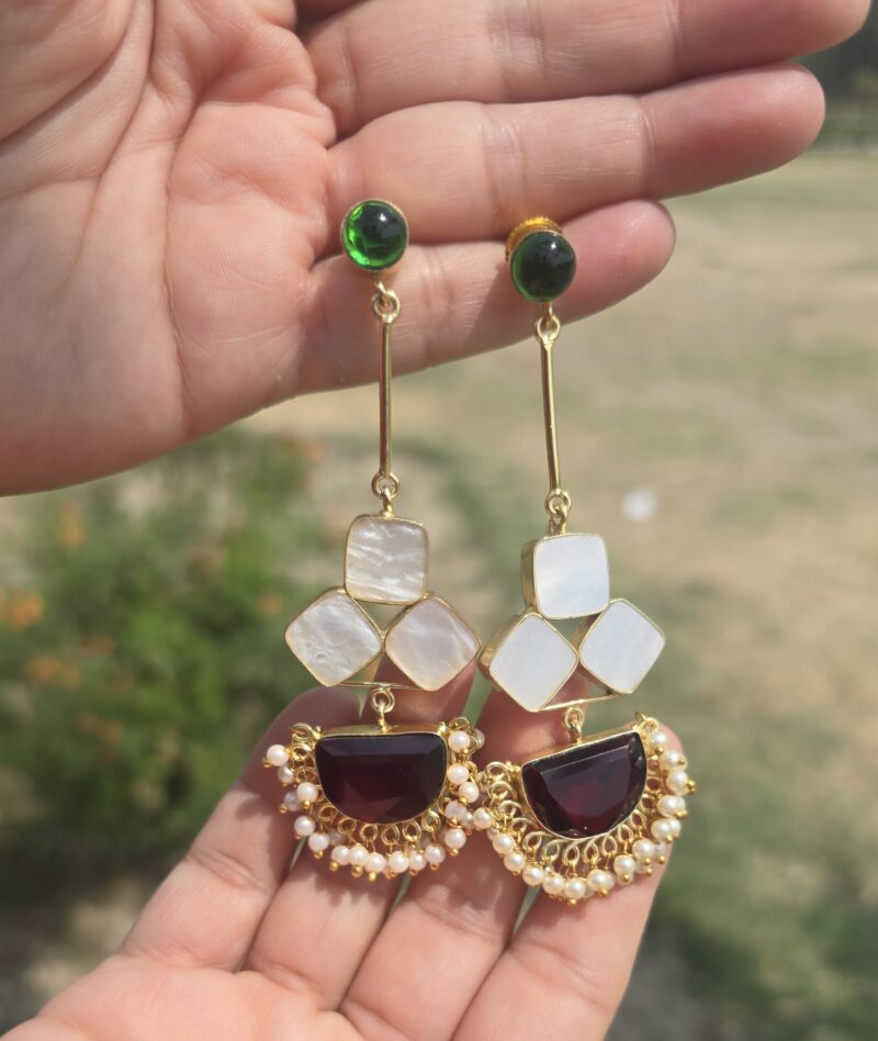 Pendulum Mop Earrings- Deep Red Glory