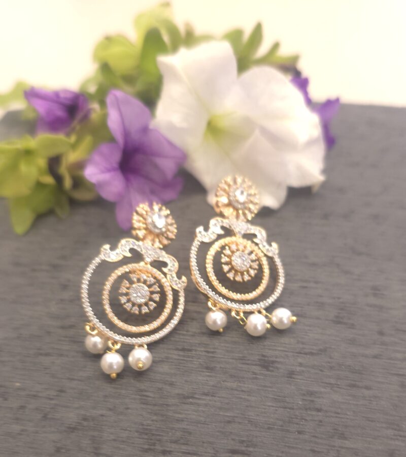 CZ Pearl Dangler Earrings