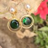 Brass Golden Emerald Quartz Earrings - Image 2