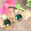 Brass Golden Emerald Quartz Earrings
