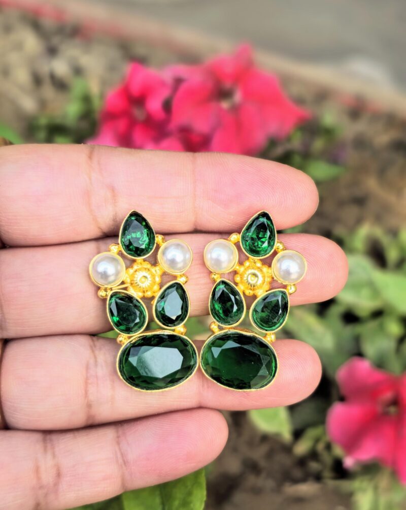 Deep Green Diopside Studs