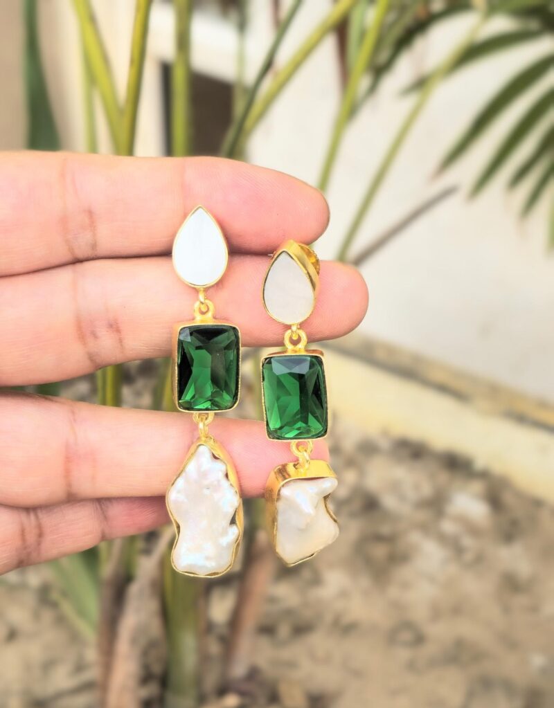 Vibrant emerald-green earrings